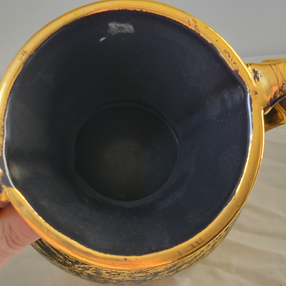 Vintage Stangl Black Gold Dual Handle Vase - Picture 7 of 10